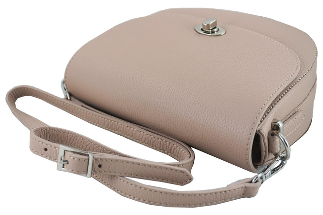 Kožená poštovní taška s ozdobnou sponou - světle modrá