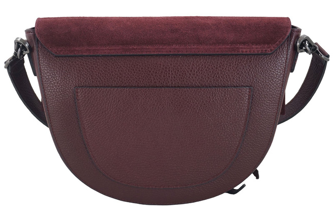 Modna torebka damska z zamszową klapką - Bordowa