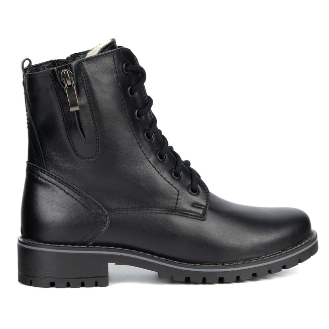 Dámské zateplené kožené boty 272BB black face