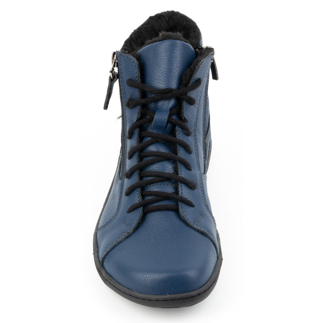Dámské minimalistické zimní kožené boty barefoot 1261 navy blue