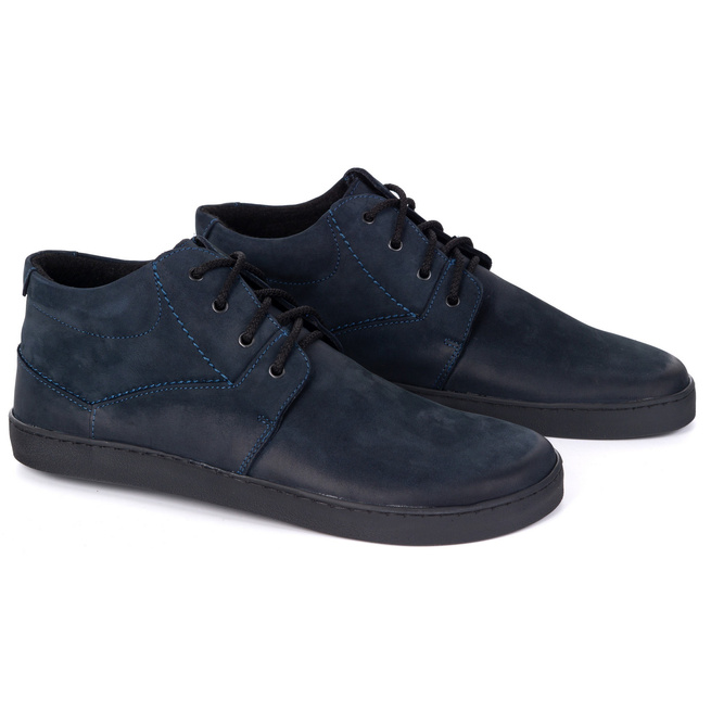 Buty męskie barefoot ocieplane skórzane Olivier 116KZ granatowe