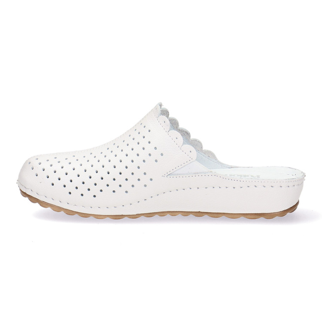 Dámské robustní žabky potažené kůží s perforací 