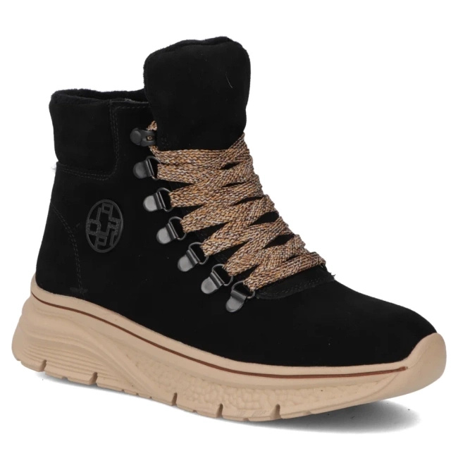 Dámské kožené boty DBT7290 BK black nubuk s platformou
