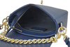 Módní kožená kabelka se zlatým řetízkem - námořnická modř