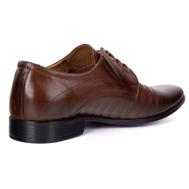 Buty męskie wizytowe skórzane 256T5 brązowe