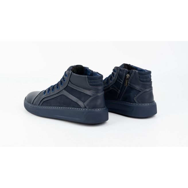 Pánské zimní kožené tenisky 886K navy blue