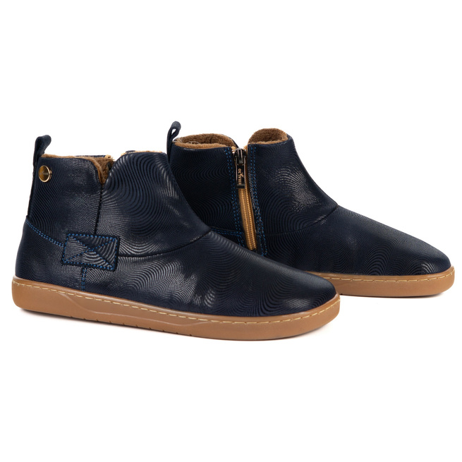 Dámské kožené zimní boty barefoot Z-B07 GRANITE blue wave na zip