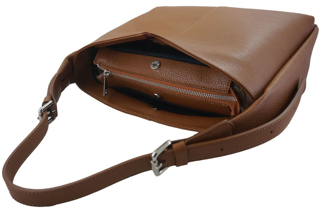 Klasická kožená taška přes rameno - bordó