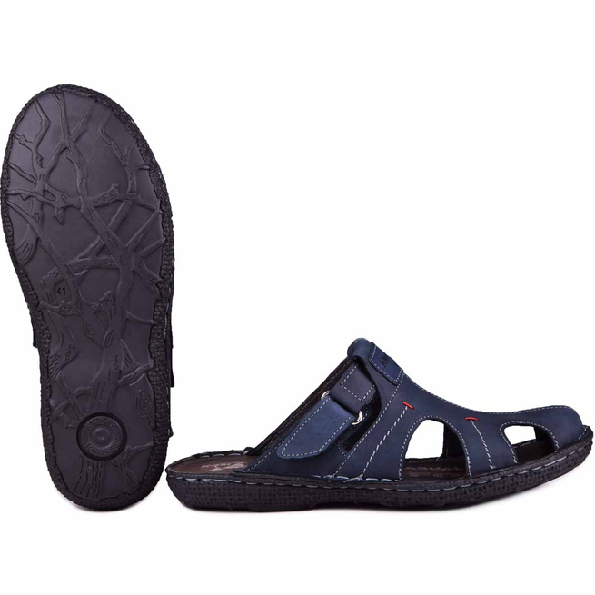 Pánské kožené žabky 217/53KAM navy blue