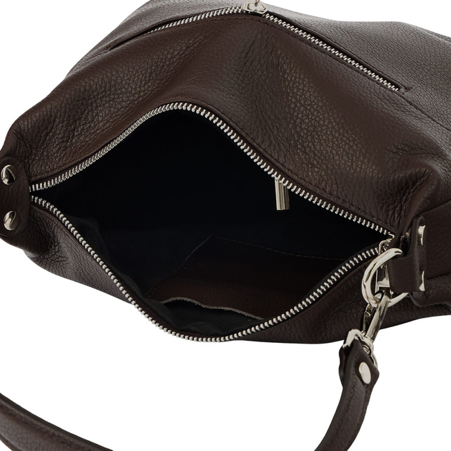 Kožená kabelka se semišovým akcentem - hnědá tmavá