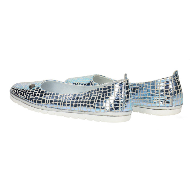 Dámské kožené baleríny Pollonus blue silver croco 5-1330-005