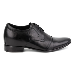 Buty męskie podwyższające skórzane eleganckie wizytowe P12 czarne