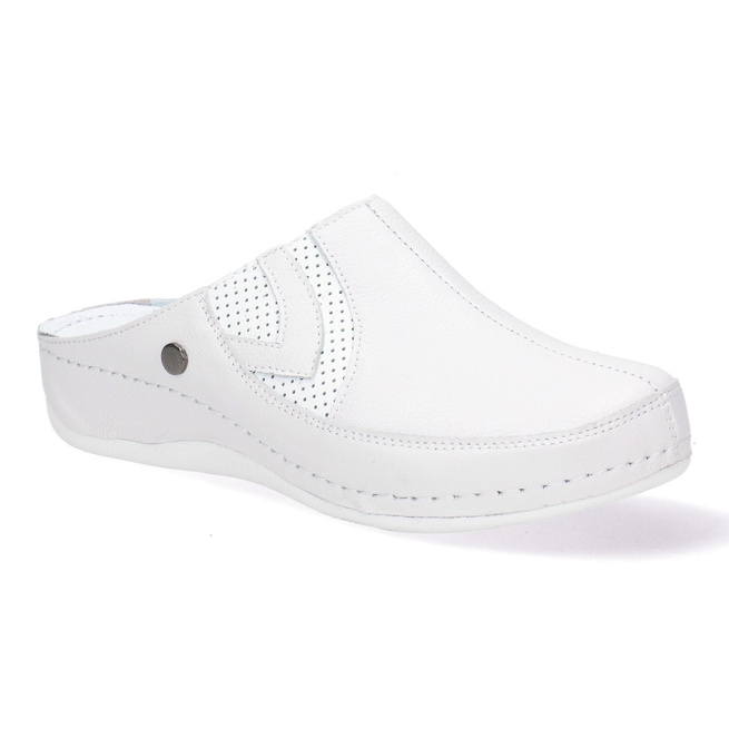 Dámské kožené žabky Pollonus white 5-0624-007