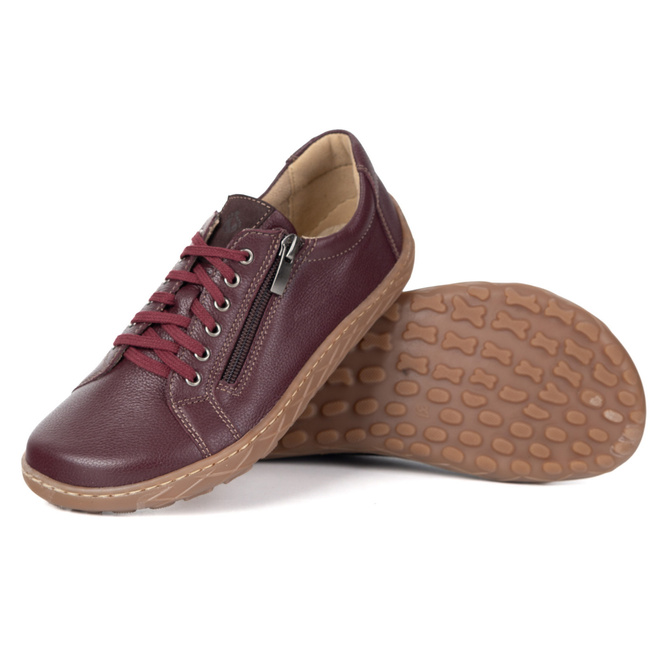 Damskie minimalistyczne buty skórzane barefoot model 1243/2 bordowe
