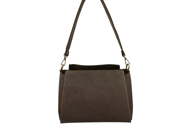 Kabelka do města z přírodního semiše a kůže - tmavě béžová