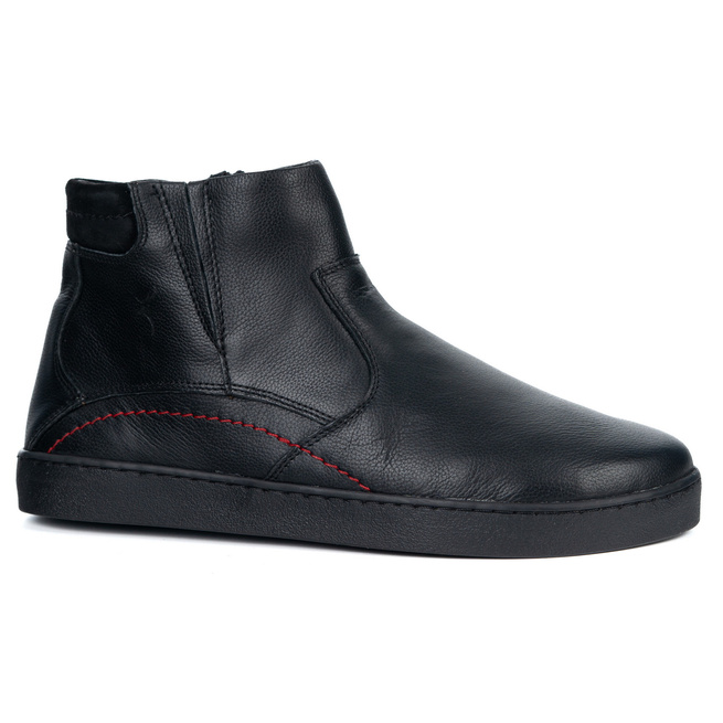 Buty męskie barefoot zimowe skórzane 756MP polskie obuwie z naturalnej skóry ocieplane czarne