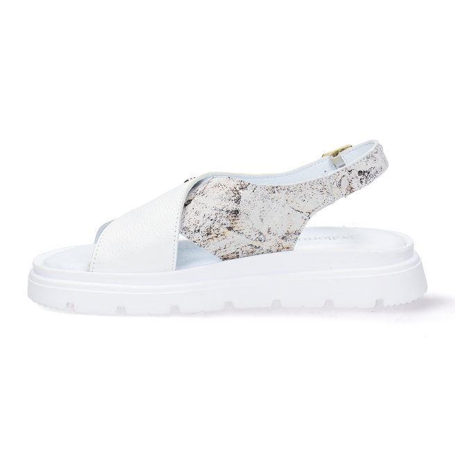 Pollonus dámské kožené sandály 5-1757-002 White Verona + Boa White