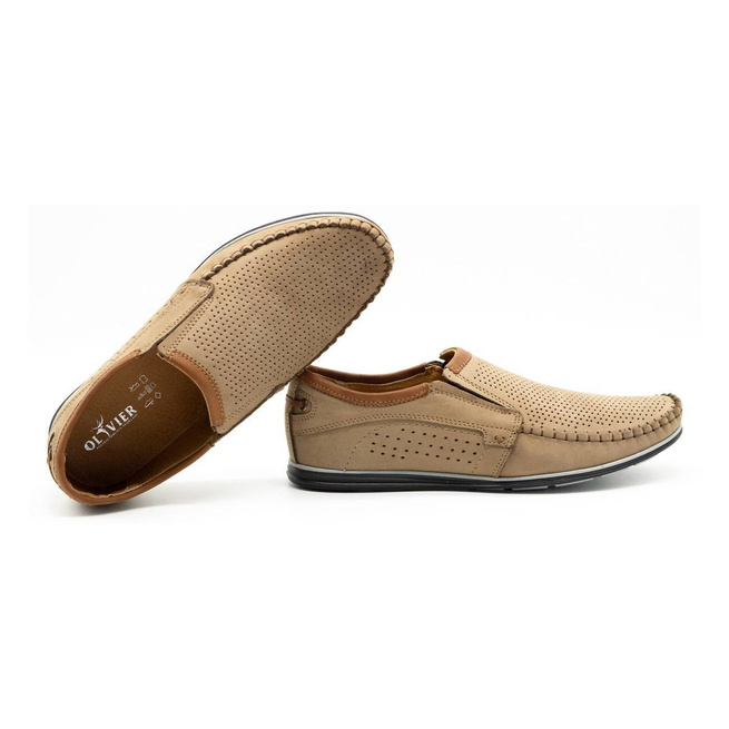 Mokasyny męskie skórzane 4206D brązowe