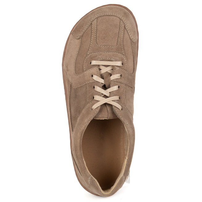 Buty BAREFOOT minimalistyczne skórzane 0796W welur beżowe