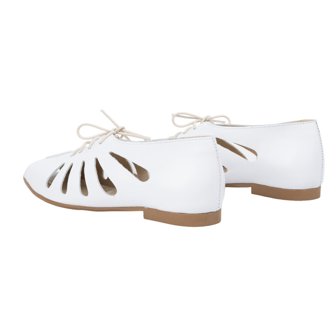 Dámské kožené ažurové baleríny 1444EX White