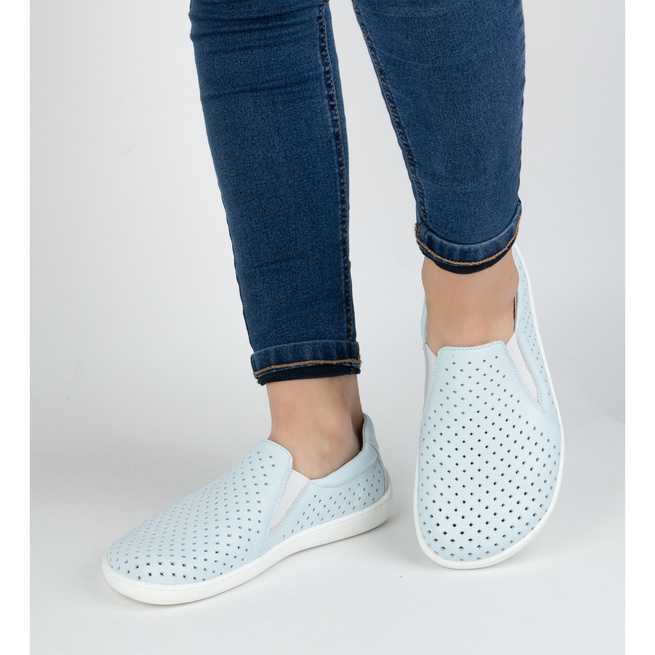 BAREFOOT Dámské minimalistické ažurové nazouváky 1308POL modré