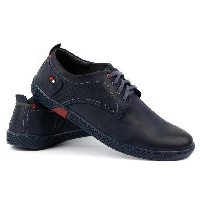 Pánská kožená obuv na běžné nošení 302GT navy blue