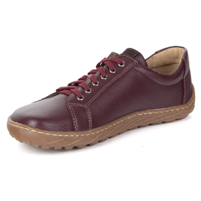 Damskie minimalistyczne buty skórzane barefoot model 1243/2 bordowe
