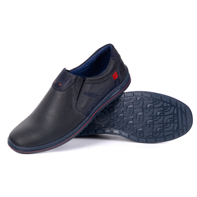 Półbuty wsuwane męskie ze skóry POLSKIE 800K granatowe