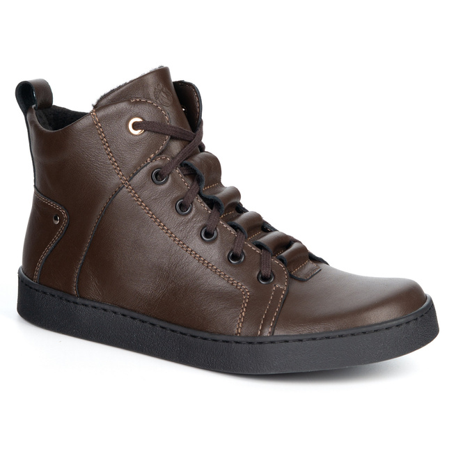 Barefoot buty skórzane minimalisthyczne Riley ocieplane brązowe