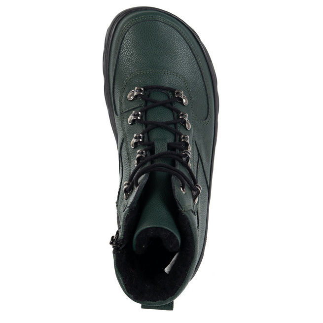 Dámské zimní kožené zateplené vlněné boty barefoot 1292 green