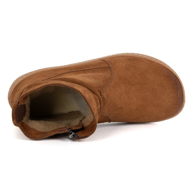 Damskie buty barefoot sztyblety z zamkiem ocieplane 1297 rude