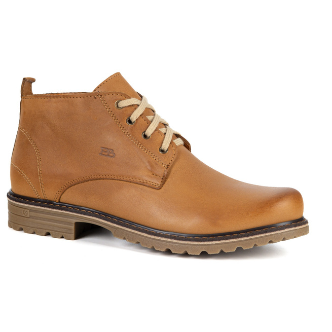 Trzewiki męskie z naturalnej skóry POLBUT 2109S zimowe obuwie miejskie brązowe