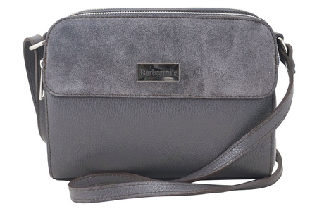 Torebka damska skórzana crossbody - Ciemnoszara