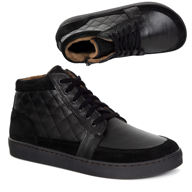 Buty damskie zimowe barefoot skórzane Z-B05 czarne