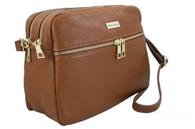 Pojemna torebka skórzana dwukomorowa - Brązowa jasna