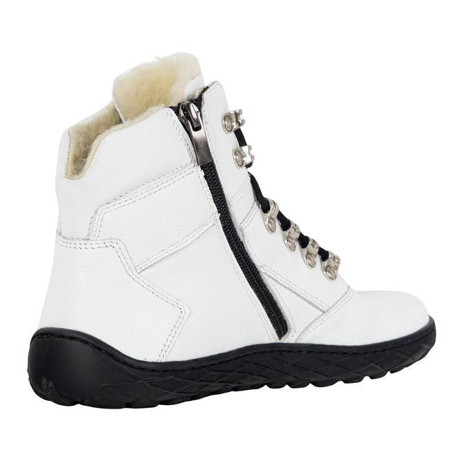 Buty damskie barefoot zimowe skórzane Olivier Astrid ocieplane wełną naturalną białe