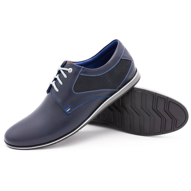 Buty męskie skórzane casual 275LU granatowe