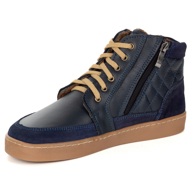 Buty damskie zimowe barefoot skórzane Z-B05 granatowe
