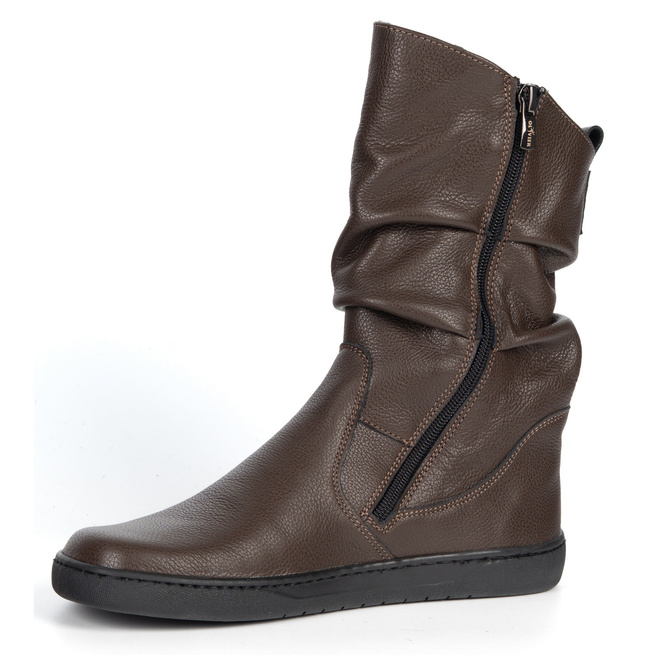 Dámské boty BAREFOOT zateplené kožené Freja Polish brown face