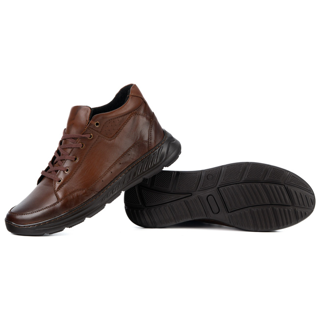 Trzewiki męskie ocieplane do kostki 968MA brąz AX sznurowane