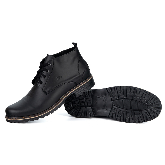 Trzewiki męskie z naturalnej skóry POLBUT 2119S zimowe obuwie miejskie