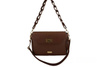 Skórzana torebka na ramię z plecionym paskiem - Brązowa