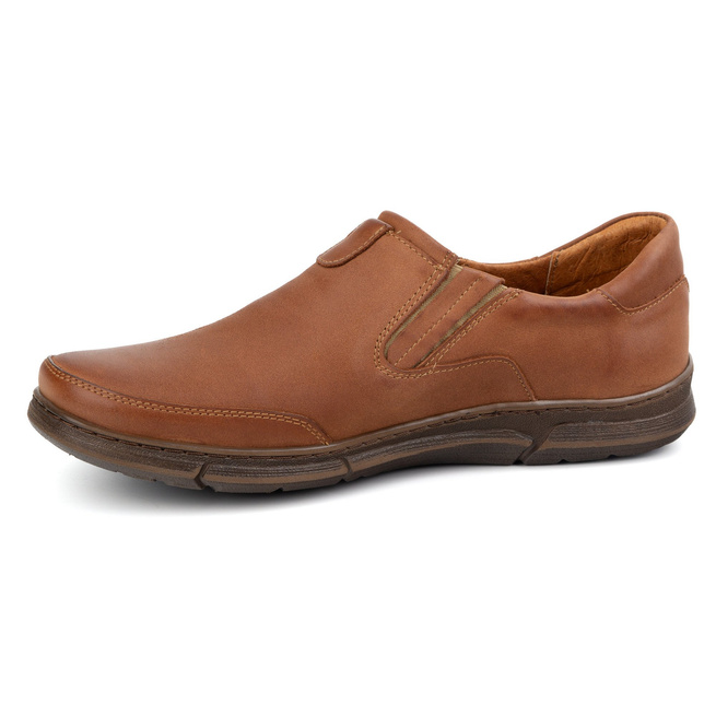 Buty męskie wsuwane skórzane J51 camel