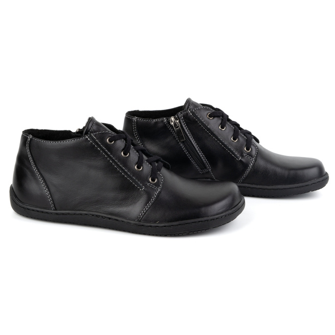 BAREFOOT dámská kožená lehce zateplená kotníková obuv se zipem 787 černá