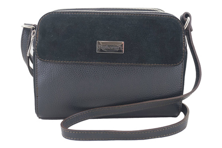 Torebka damska skórzana crossbody - Ciemnoszara