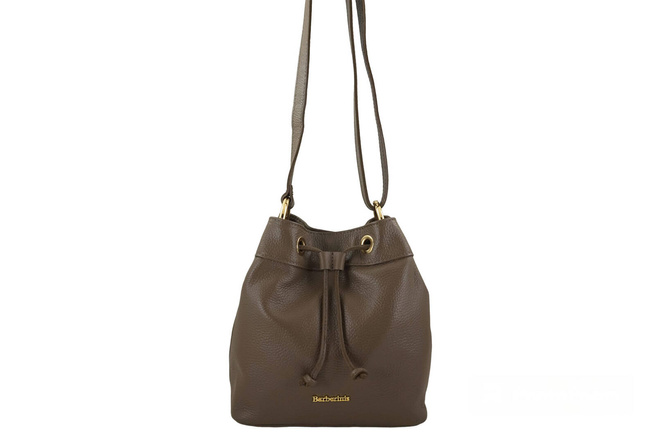 Torebka skórzana / mini worek - Beżowa ciemna