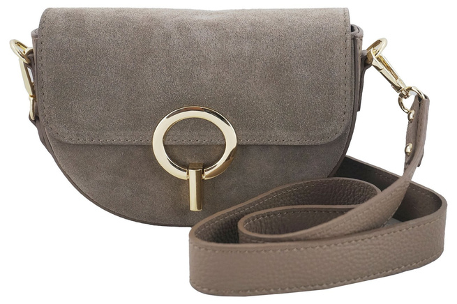 Modna torebka wizytowa skórzana - Beżowa ciemna