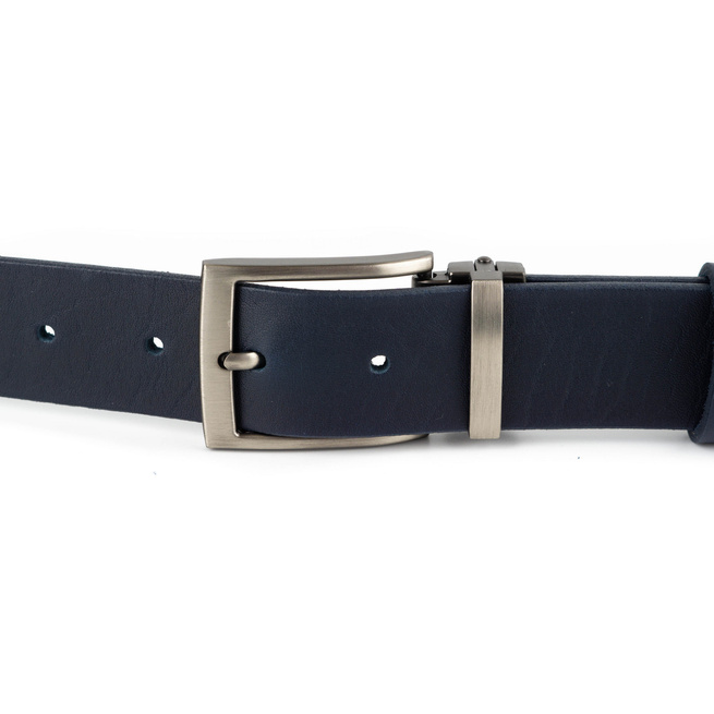 Pánský kožený pásek ke kalhotám model 10.35 navy blue