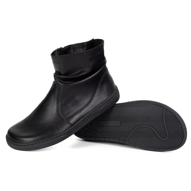 Damskie buty barefoot sztyblety z zamkiem ocieplane 1297 czarne