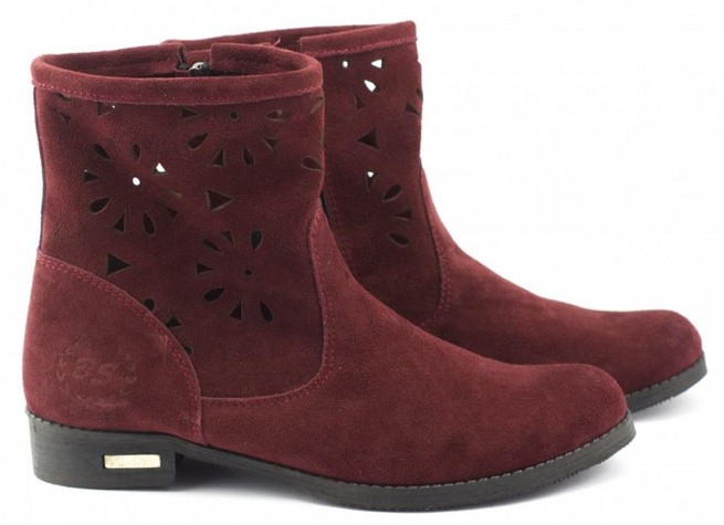 Pohodlné kožené prolamované boty Alice burgundy
